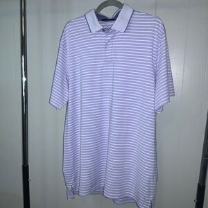 Greyson striped blue white polo Sz XL short sleeve knit collar golf performance